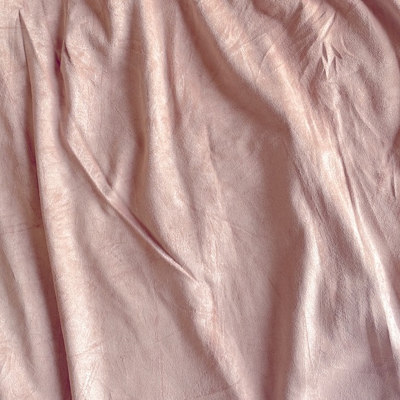 MANGO Skirt - pastel pink suede skirt with frill - Picture 5 of 7
